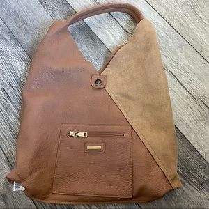 BOGO SHIRALEAH Arden brown leather shoulder hobo tote bag Bin1